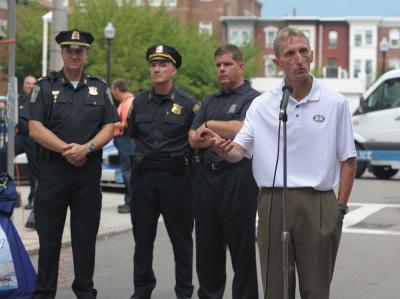 BPD Commissioner William Evans, right, wants a ‘methodical’ approach to body cameras. Photo courtesy Mayor’s Office